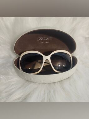 Coach Cream Oversized Sunglasses with Dark Gradient Lenses